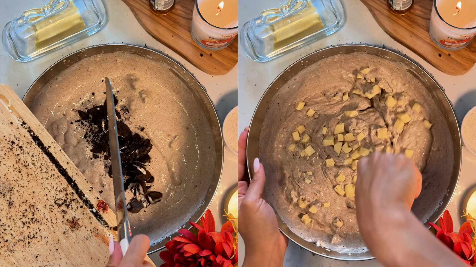 Crustless Baked Oreo Cheesecake step 4