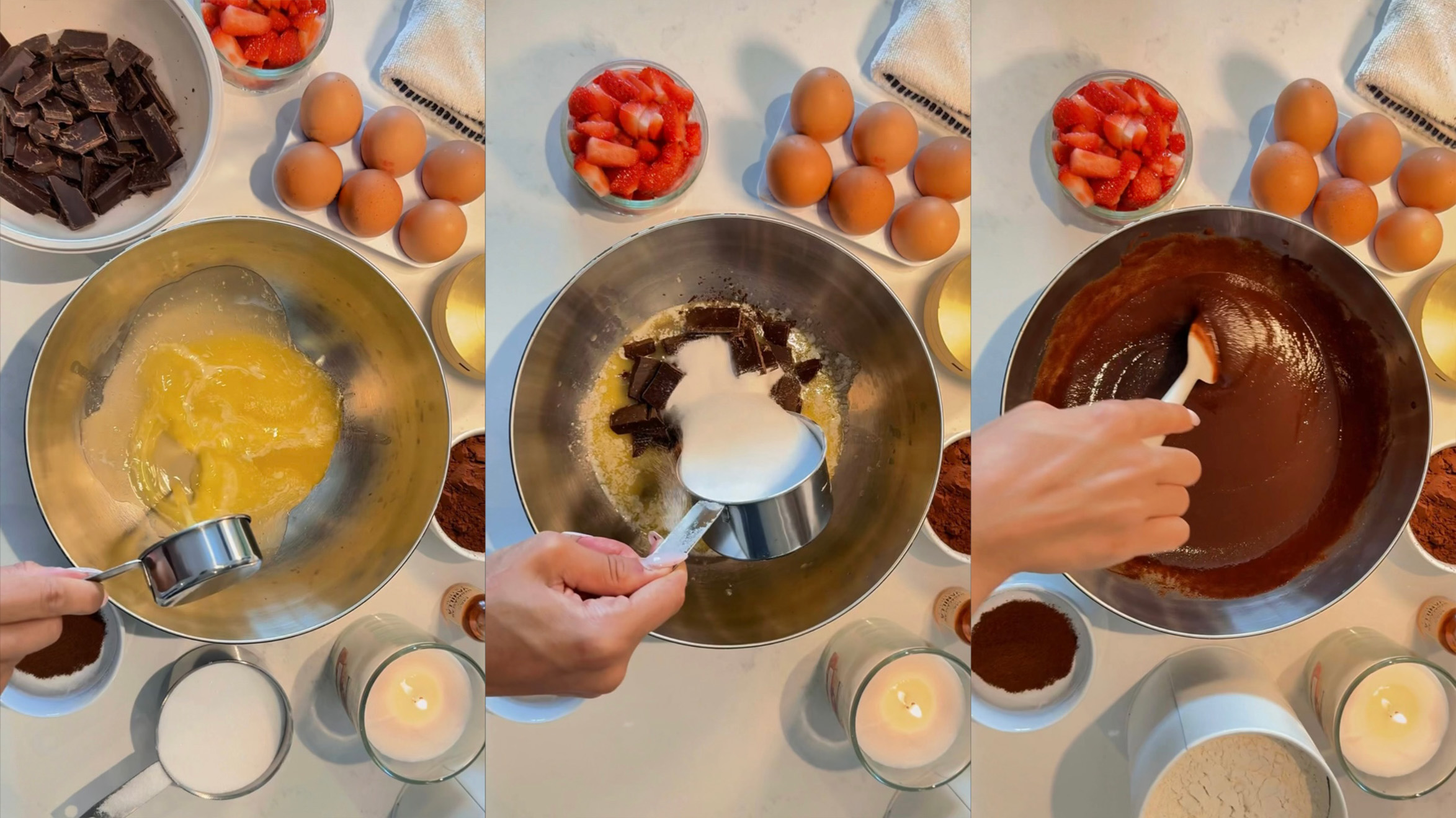 Kinder Bueno Hazelnut Strawberry Brownies step 2