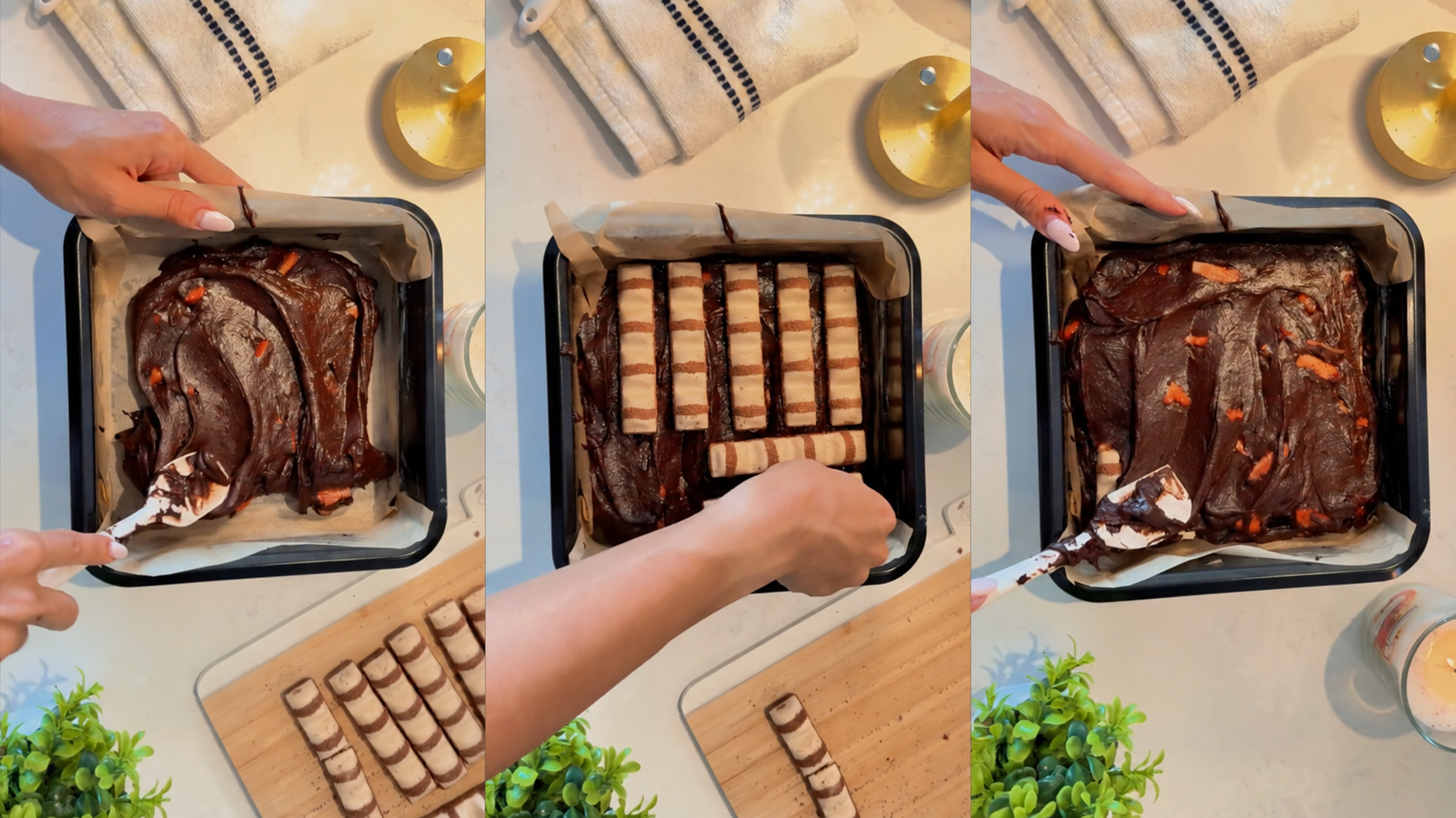 Kinder Bueno Hazelnut Strawberry Brownies step 7