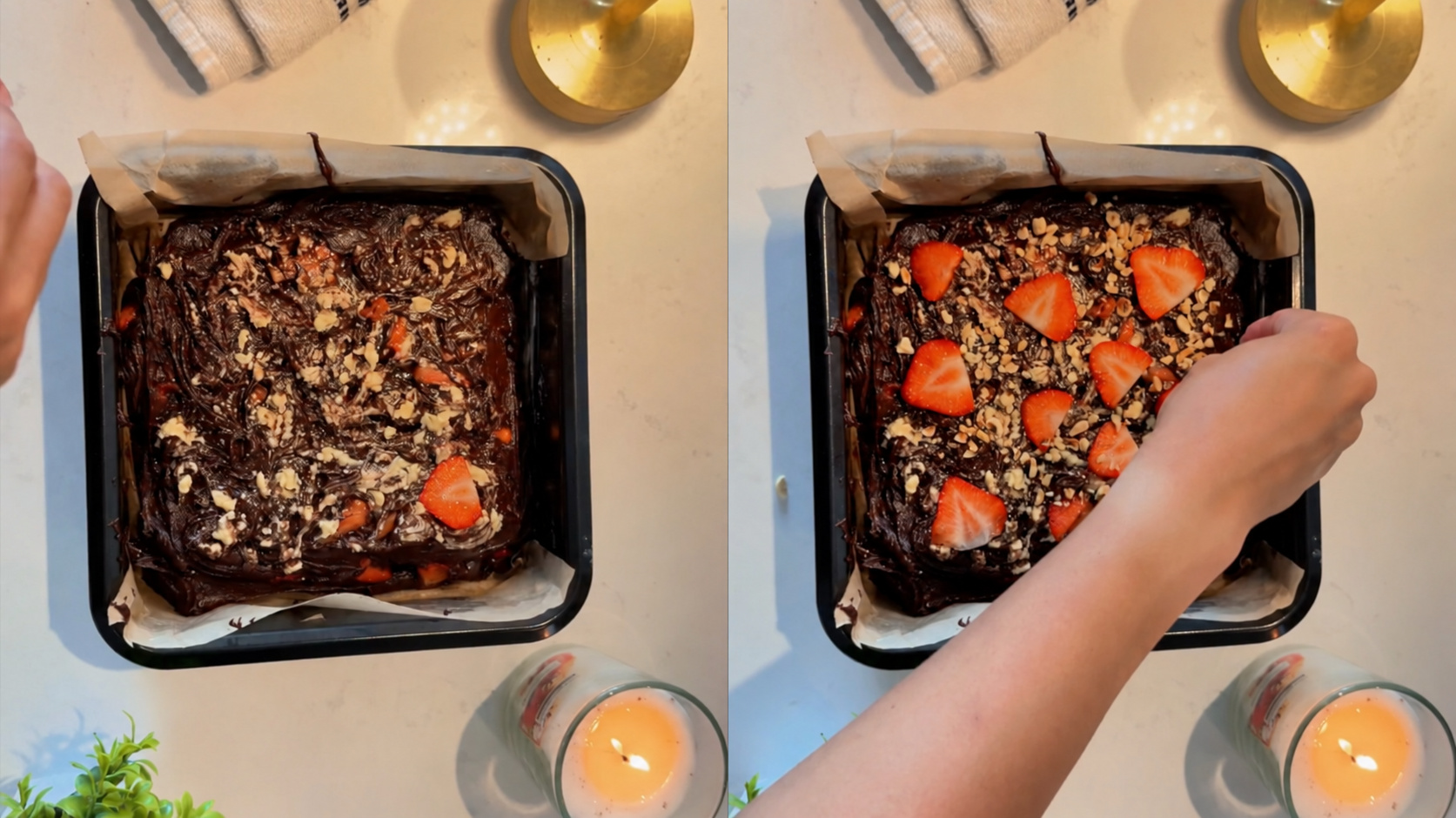 Kinder Bueno Hazelnut Strawberry Brownies step 8