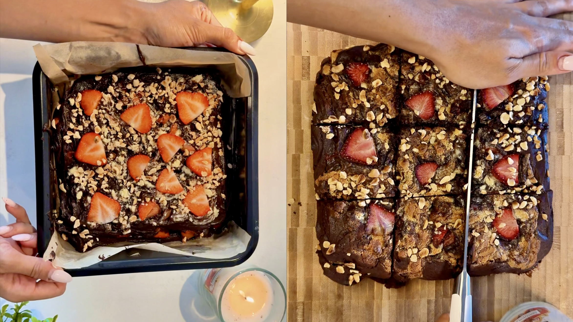 Kinder Bueno Hazelnut Strawberry Brownies step 9