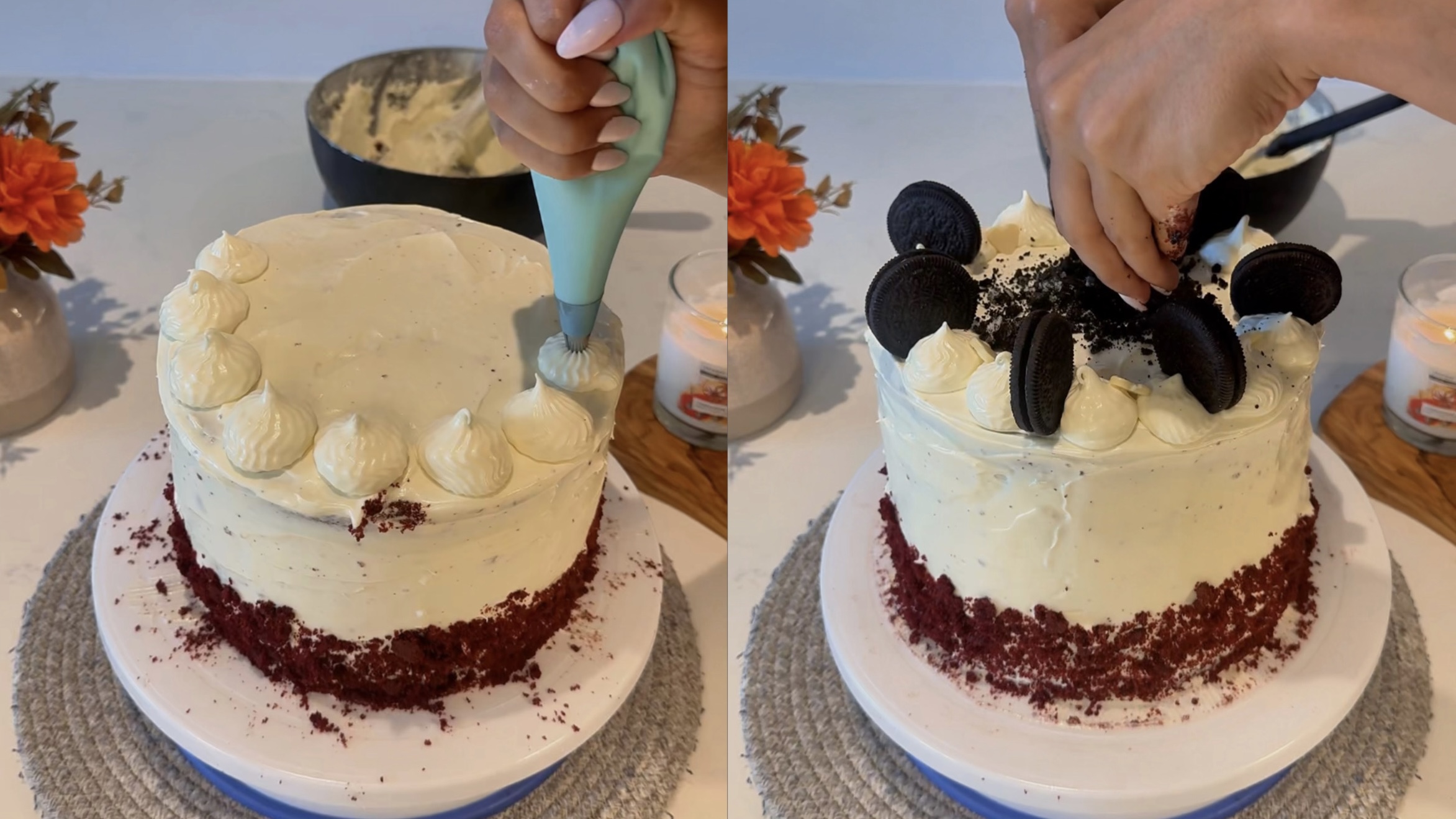 Red Velvet Oreo Cheesecake Cake step 8