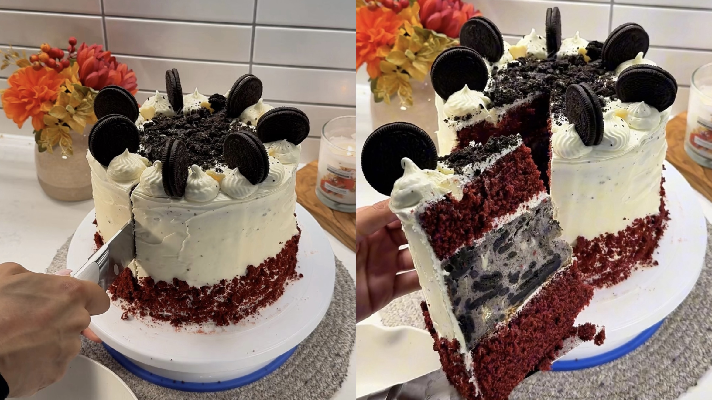 Red Velvet Oreo Cheesecake Cake step 9